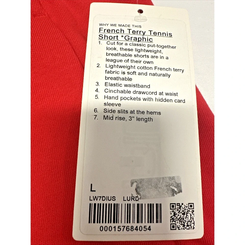 Lululemon Size Large French Terry Graphic Mid Rise Tennis Shorts LURD 3
